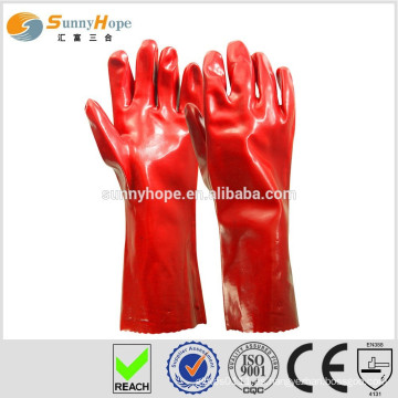 Sunnyhope guantes de algodón con recubrimiento de pvc rojo